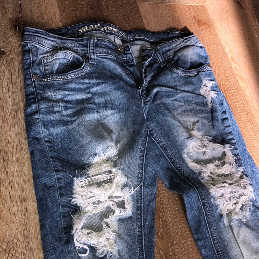 Ripped boot cut jeans